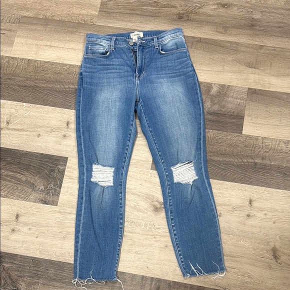 L'AGENCE Blue Skinny Jeans Distressed - Picture 2 of 4